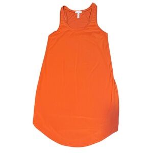 Leith orange sleeveless shift dress with a racerback curved high-low hem sm